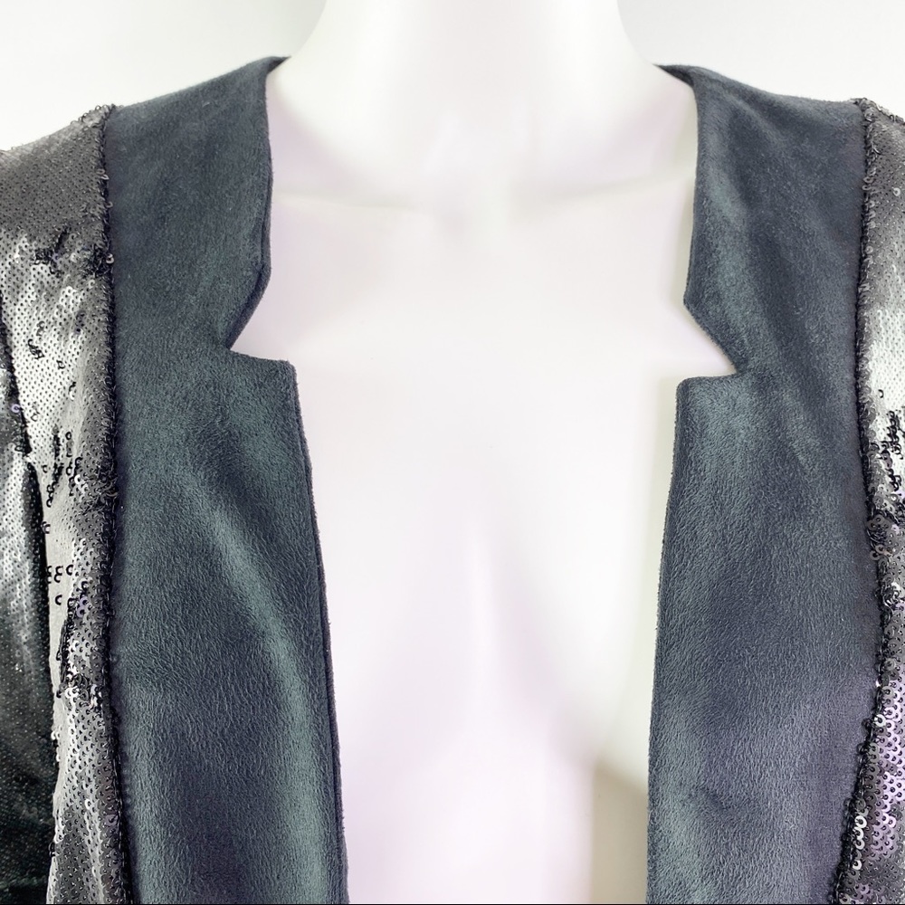 Anthropologie SHONDA Black Cropped Sequin Jacket - Picture 5 of 10